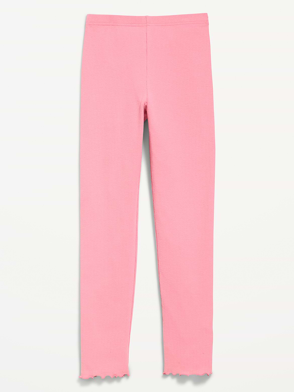 Ribbed Lettuce-Edge Leggings for Girls