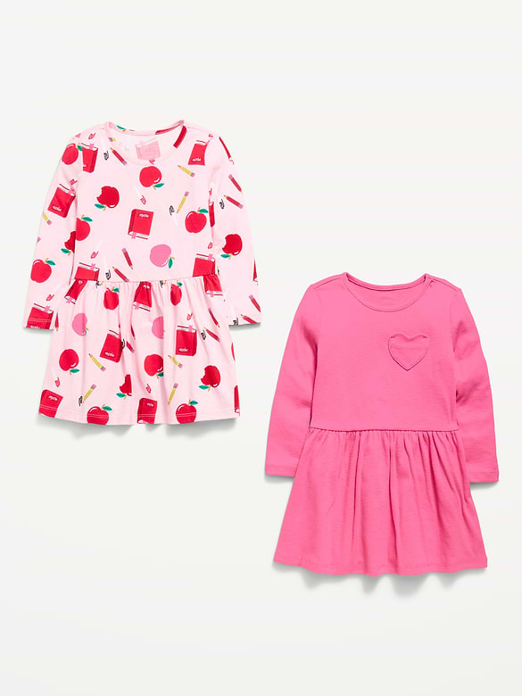 Long-Sleeve Fit and Flare Dress 2-Pack for Toddler Girls
