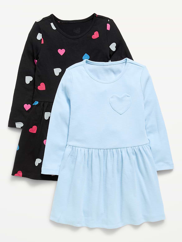 Long-Sleeve Fit and Flare Dress 2-Pack for Toddler Girls