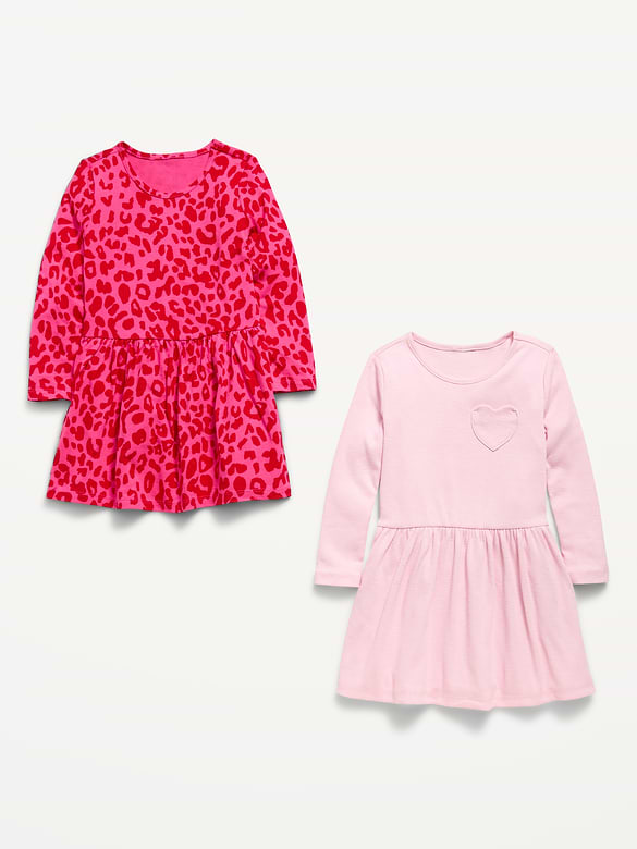Long-Sleeve Fit and Flare Dress 2-Pack for Toddler Girls