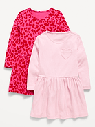 Image number 1 showing, Long-Sleeve Fit and Flare Dress 2-Pack for Toddler Girls