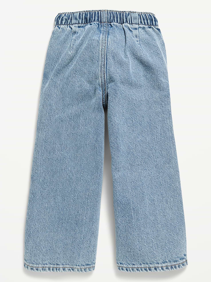 Image 4 of 4, High-Waisted Baggy Wide-Leg Pull-On Jeans for Toddler Girls