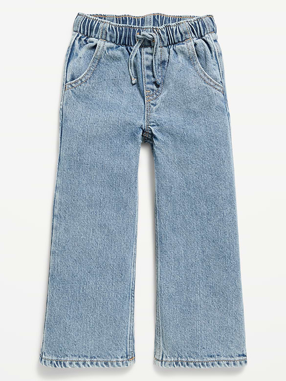 High-Waisted Baggy Wide-Leg Pull-On Jeans for Toddler Girls
