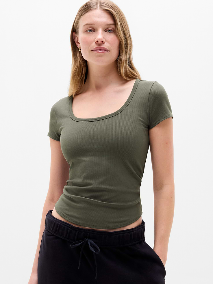 Image number 1 showing, Signature Rib Scoop Tee