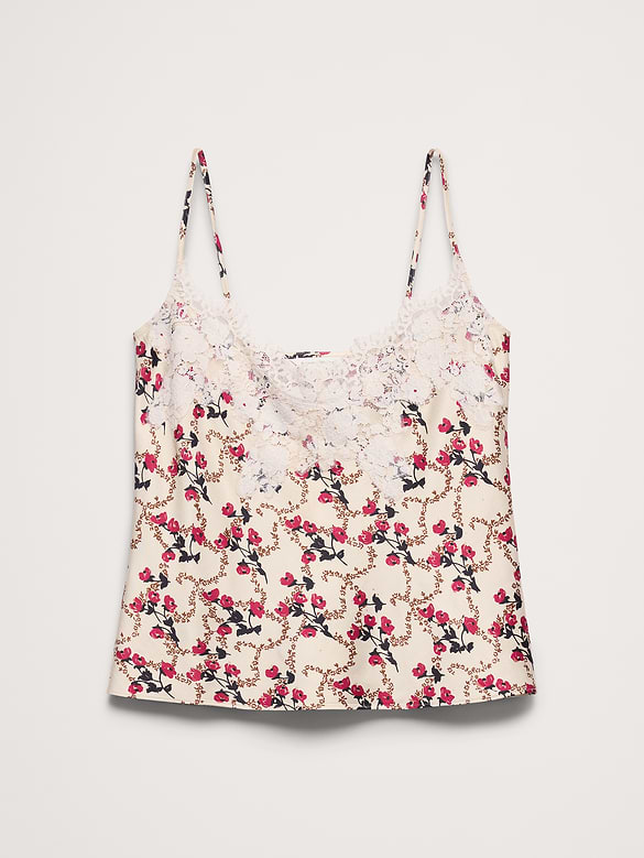Stretch-Satin Lace-Trim Camisole