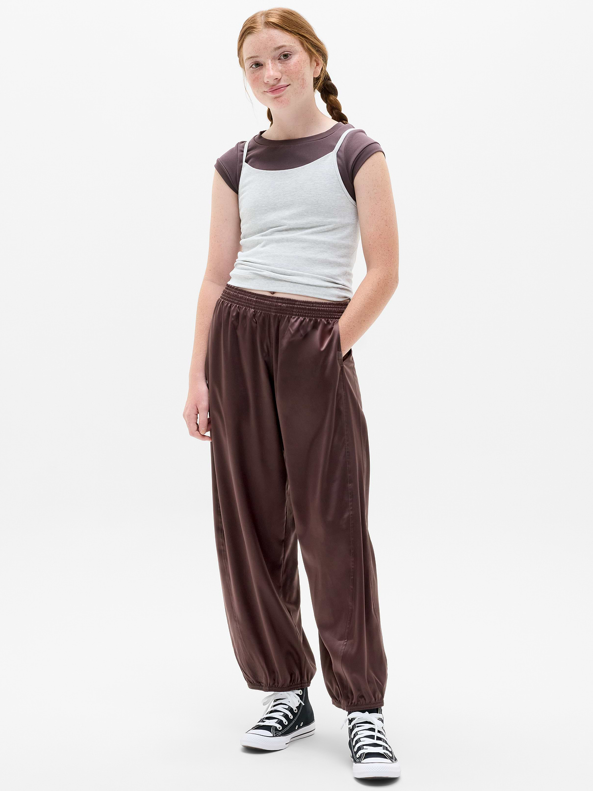 Image number 1 showing, Athleta Girl Run Free Satin Bubble Pant
