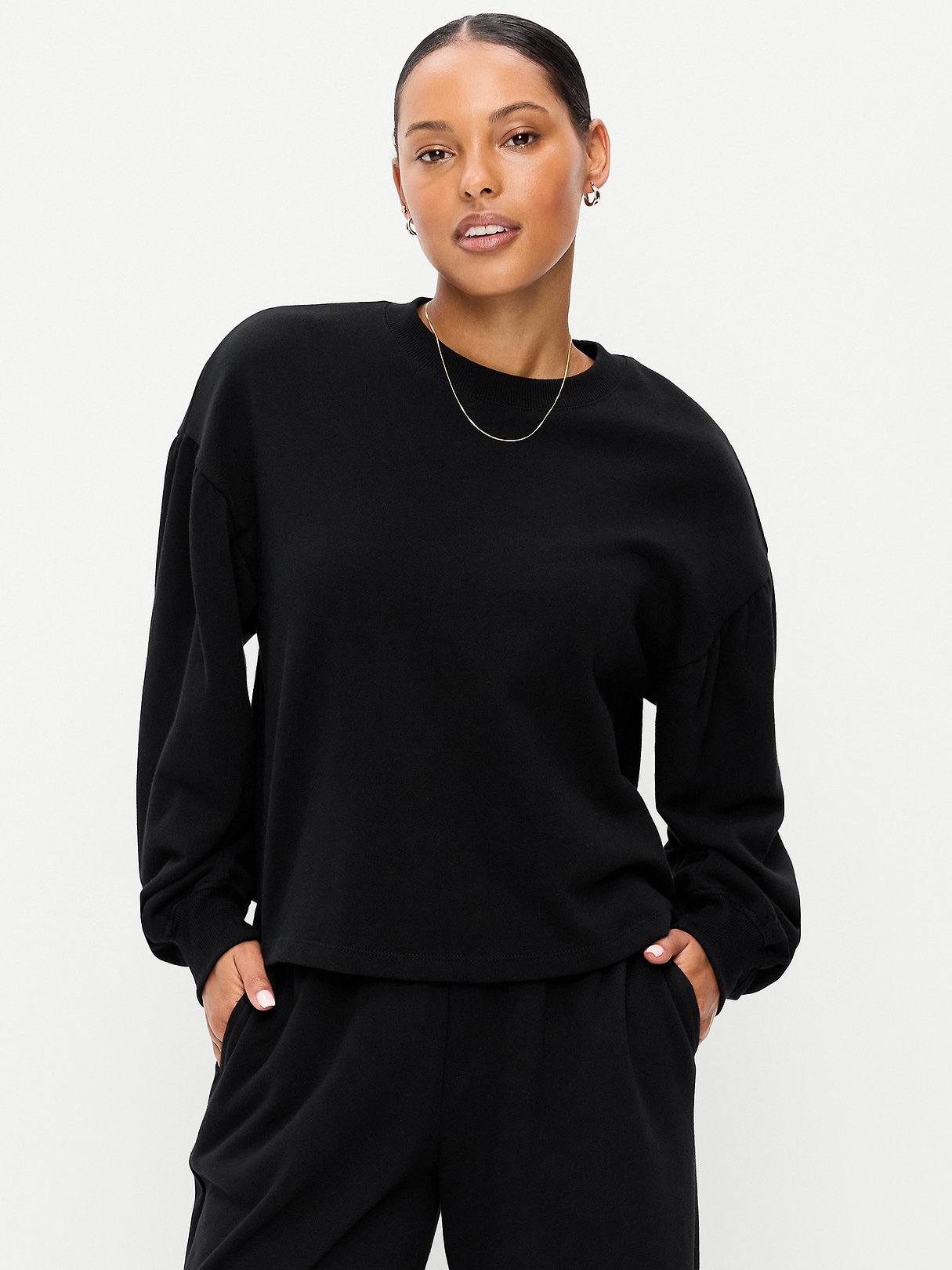 SoComfy Oversized Puff-Sleeve Cropped Sweatshirt | Old Navy