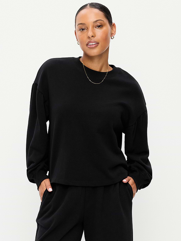 SoComfy Oversized Puff-Sleeve Cropped Sweatshirt