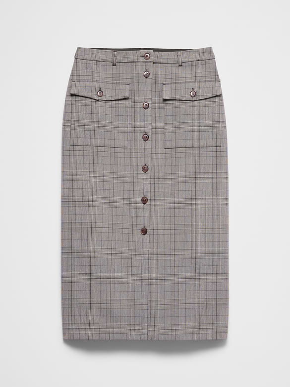 Button-Front Midi Skirt