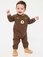 Image number 1 showing, Printed Long-Sleeve Fleece One-Piece for Baby