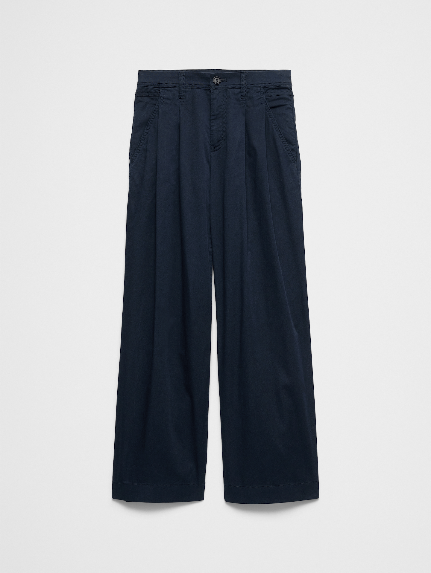 Image number 4 showing, Straight Mid-Rise Twill Pleated Pant