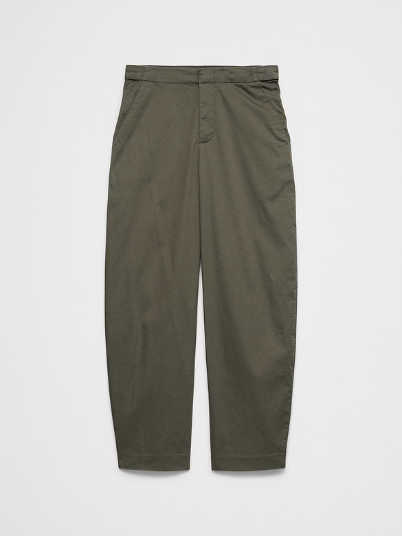 Barrel-Leg High-Rise Twill Utility Pant