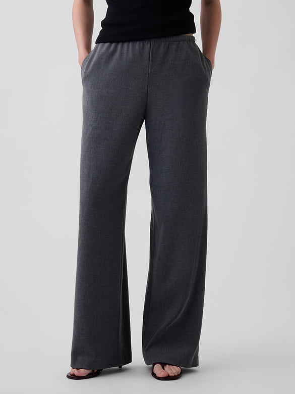 Brushed Twill Easy Wide-Leg Pants