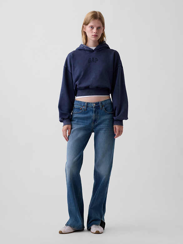 VintageSoft Crop Logo Hoodie