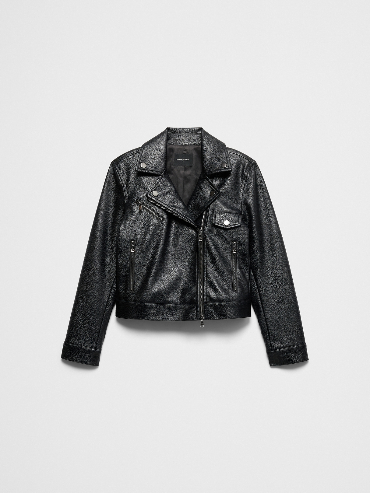 Vegan Leather Cropped Moto Jacket | Banana Republic Factory