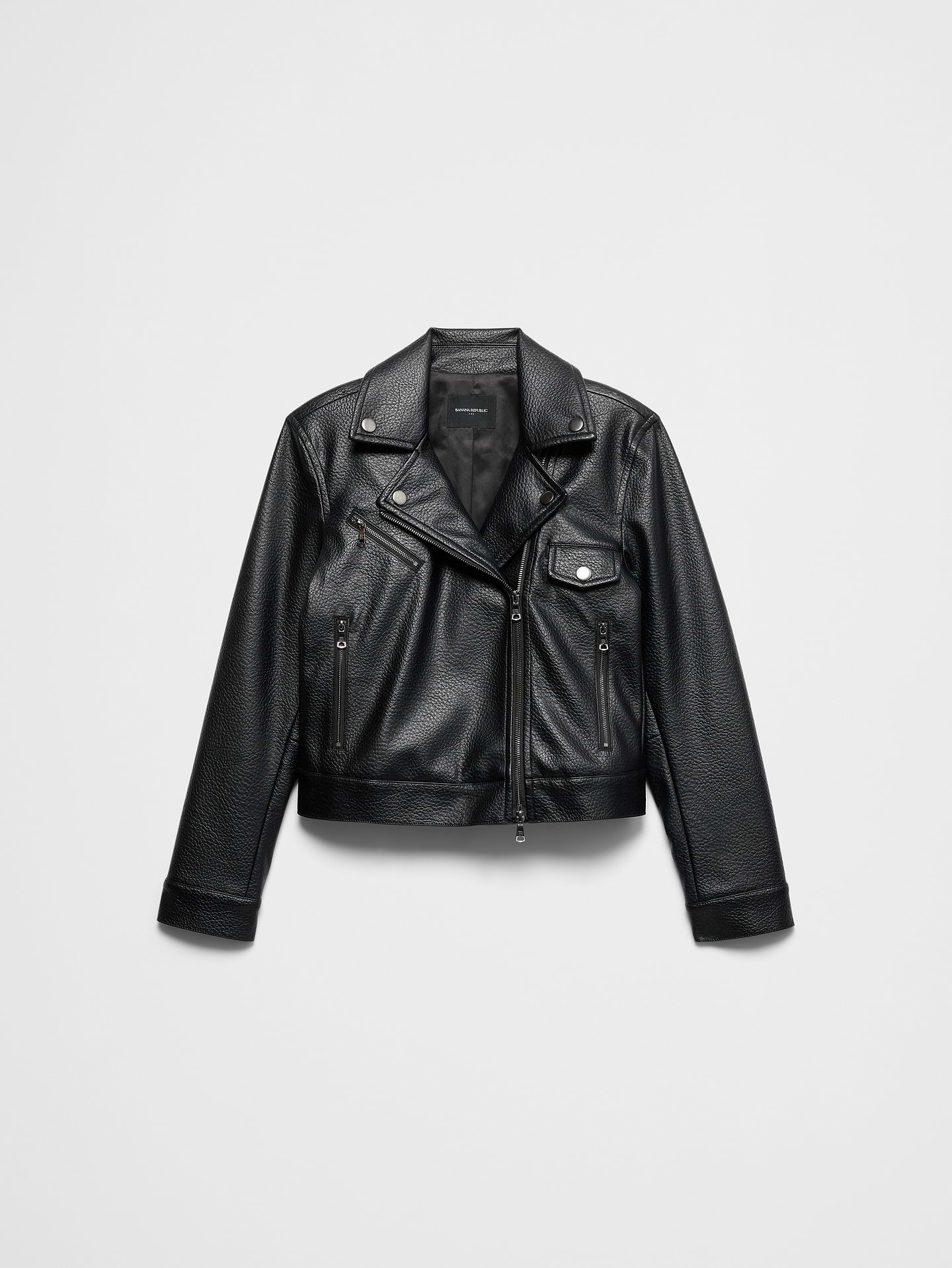 Image number 4 showing, Vegan Leather Cropped Moto Jacket