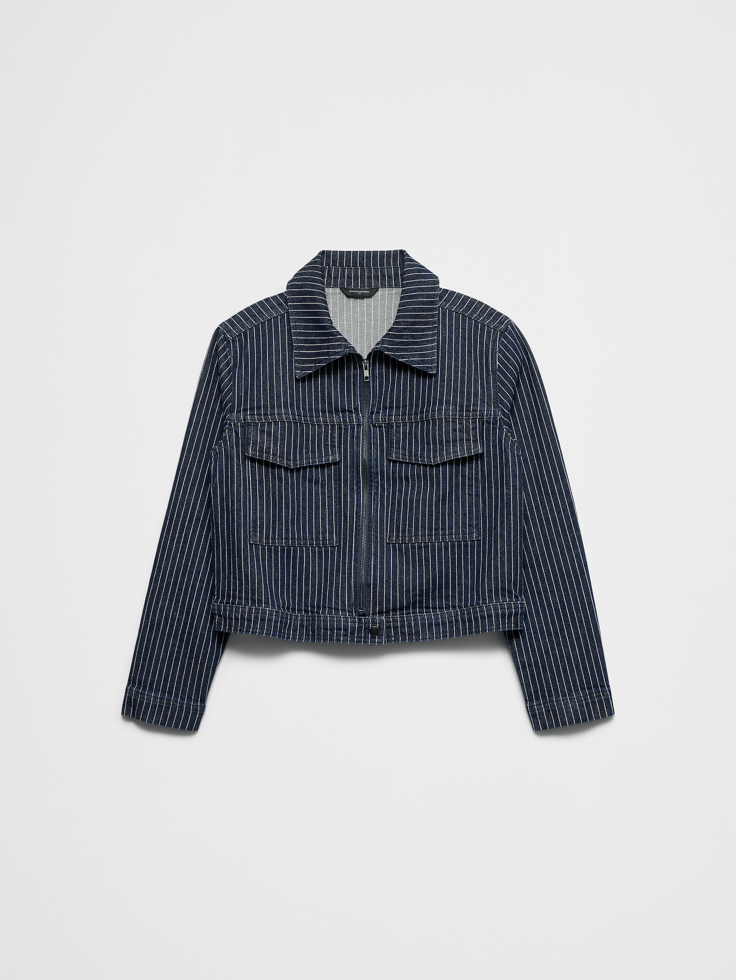 Image number 4 showing, Denim Pinstriped Cropped Jacket