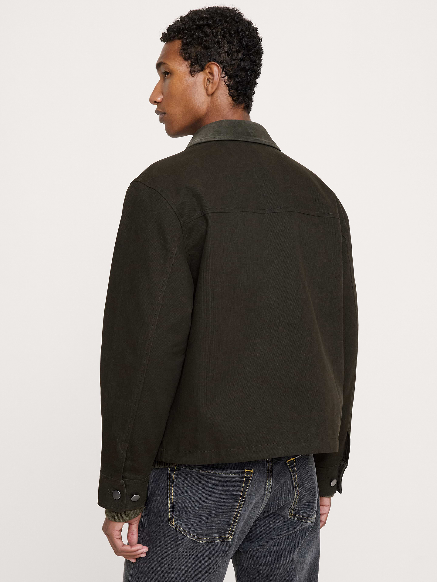 Image number 3 showing, Cotton Twill Utility Jacket with Suede Collar