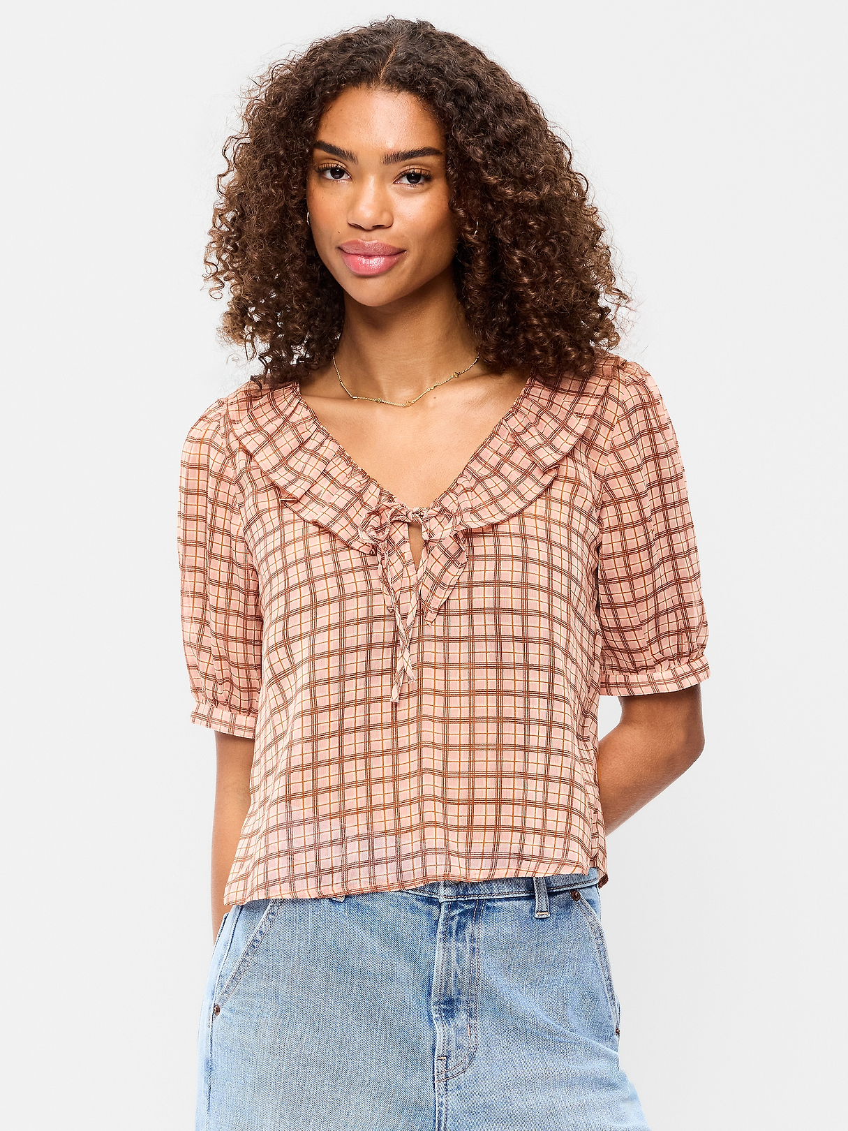 Ruffle Collar Tie-Front Chiffon Top | Old Navy