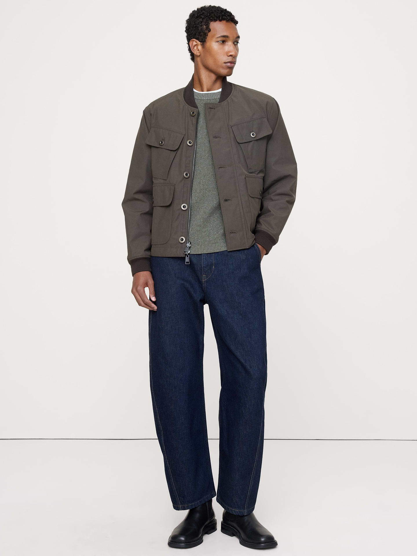 L'image numéro 1 présente Blouson d’aviateur matelassé réversible à chevrons