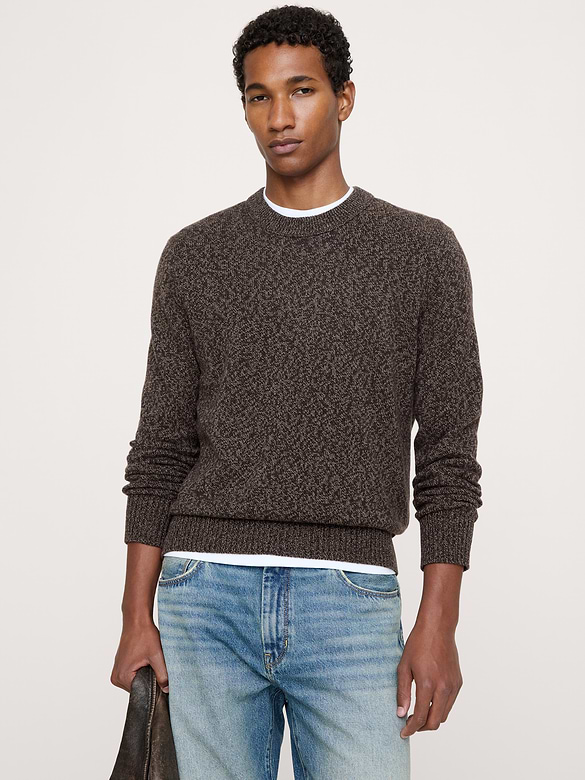 Marled Cotton-Cashmere Crew-Neck Sweater