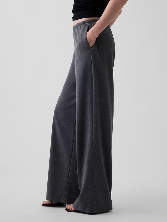 Brushed Twill Easy Wide-Leg Pants