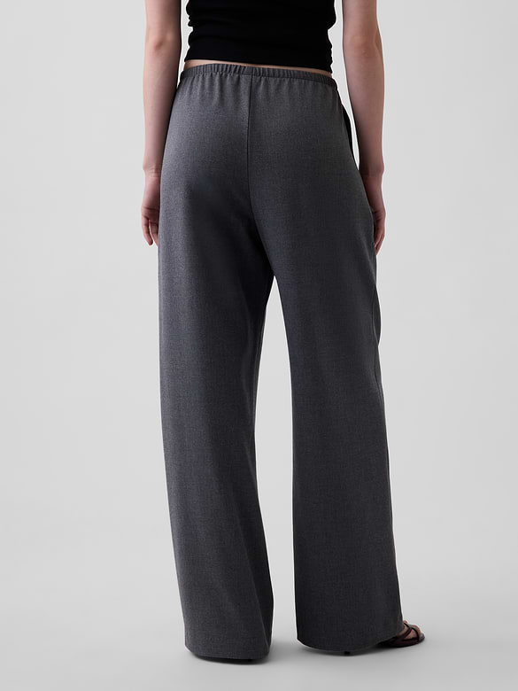 Brushed Twill Easy Wide-Leg Pants