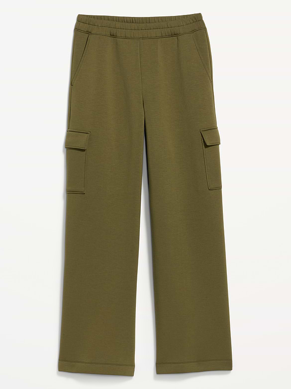 High-Waisted Bounce Fleece Wide-Leg Cargo Sweatpants