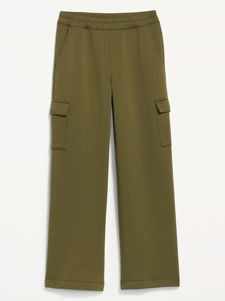 L'image numéro 1 présente Pantalon cargo jambe large à taille haute en molleton raffiné