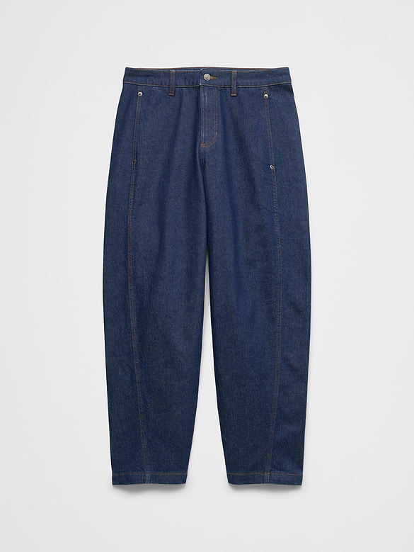 Barrel-Leg Mid-Rise Seamed Jean