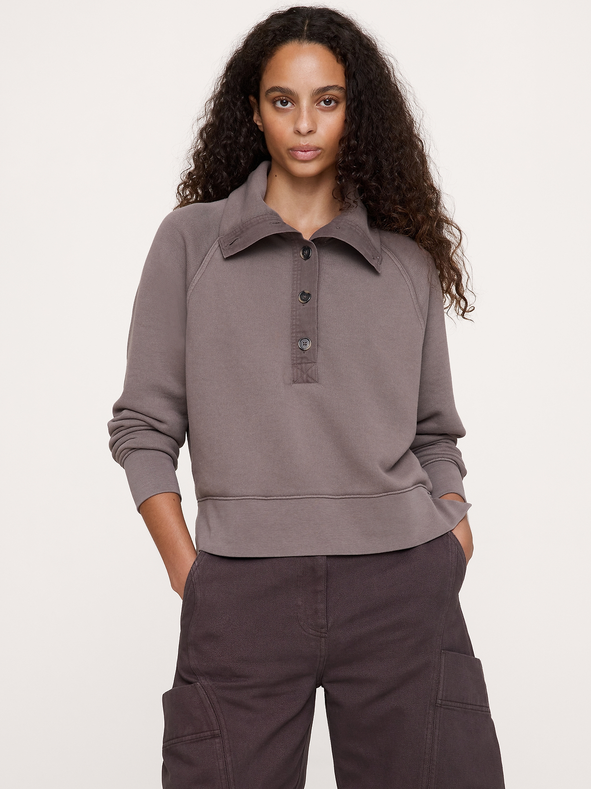 French Terry Stand-Collar Sweatshirt | Banana Republic
