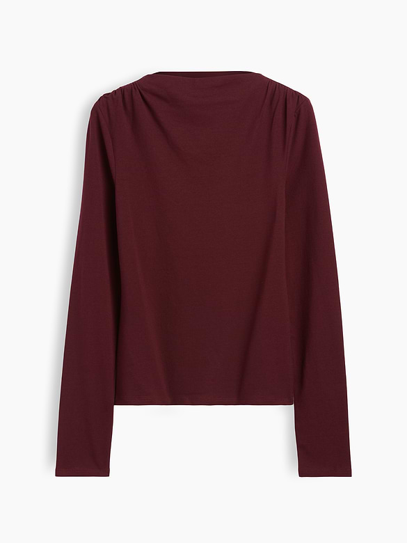 CloseKnit Jersey Funnel-Neck Ruched T-Shirt