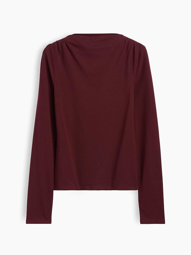 Image number 5 showing, CloseKnit Jersey Funnel-Neck Ruched T-Shirt
