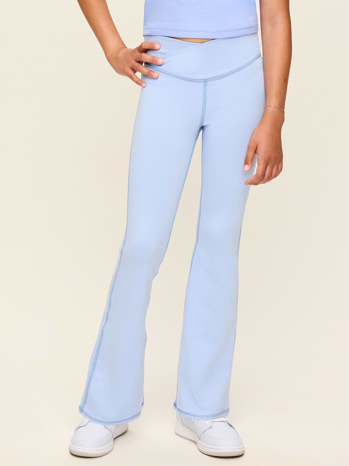 Image number 1 showing, High-Waisted PowerChill Crossover Flared Leggings for Girls