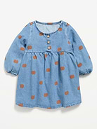 Image number 3 showing, Long-Sleeve Denim Swing Dress for Baby