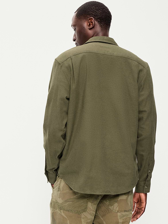 Relaxed Long-Sleeve Flannel Pocket Shirt