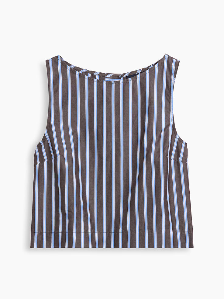 Image number 5 showing, Poplin Boatneck Shell Tank Top