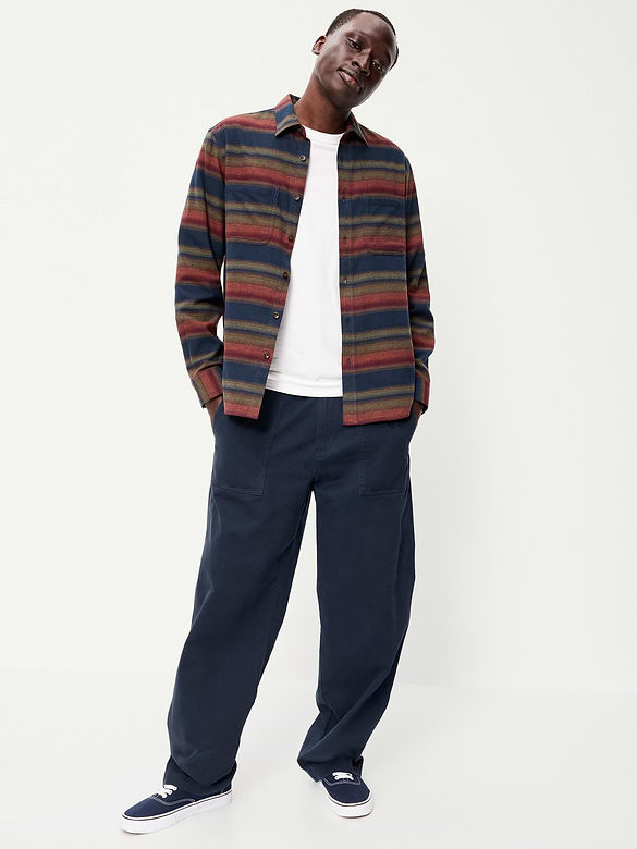 Relaxed Long-Sleeve Flannel Pocket Shirt