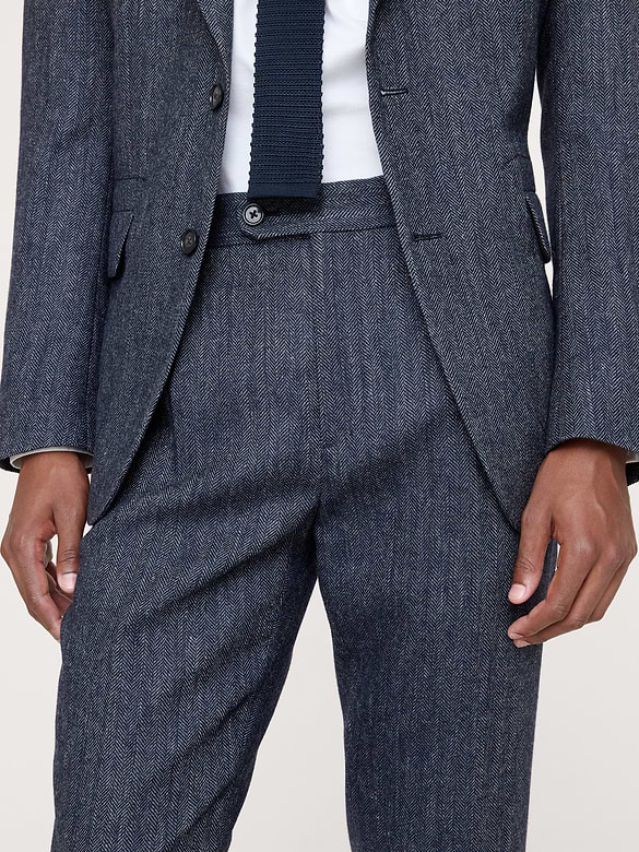 Tailored Slim Italian Herringbone Suit Pant