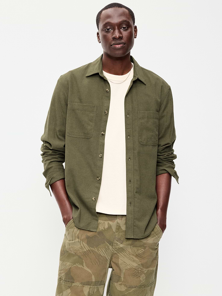 Image number 1 showing, Relaxed Long-Sleeve Flannel Pocket Shirt