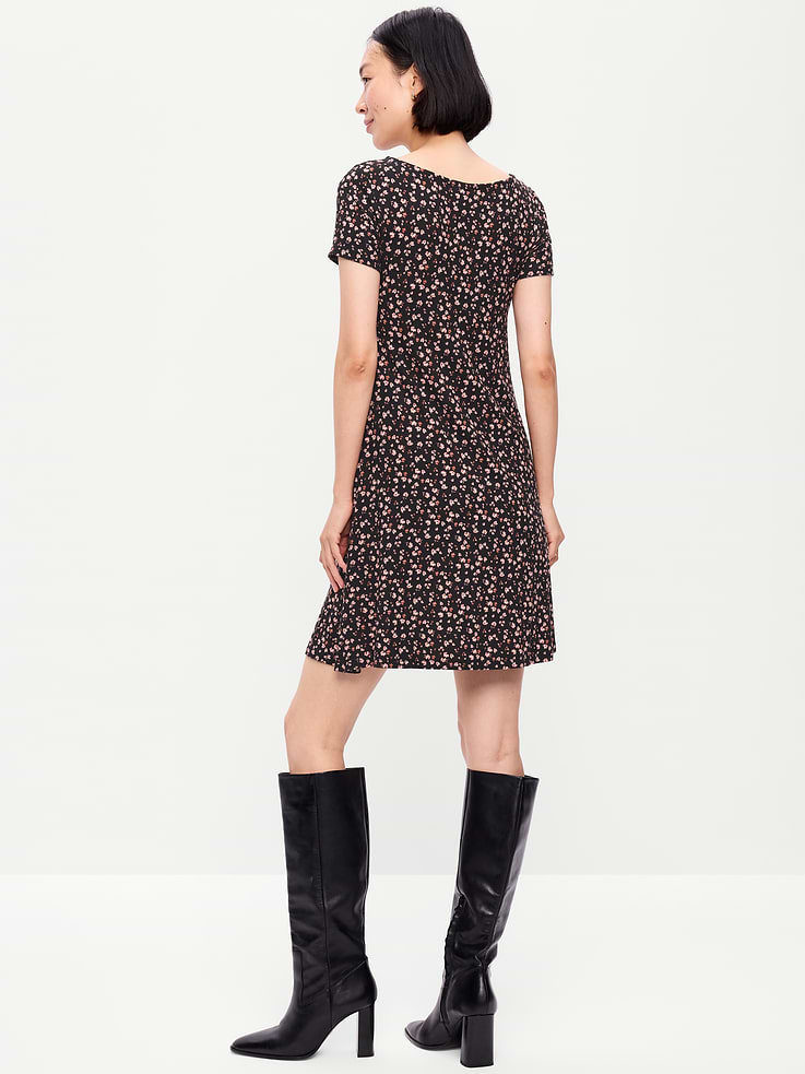 Image number 2 showing, Short-Sleeve Mini Swing Dress