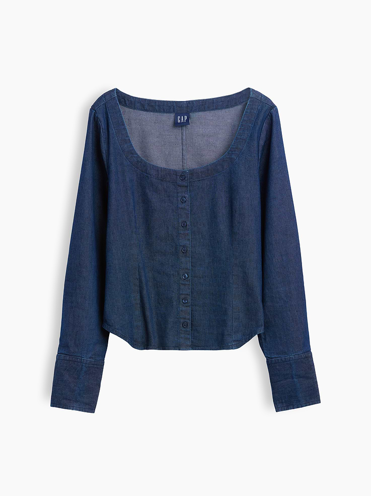Image number 5 showing, Denim Scoop Neck Top