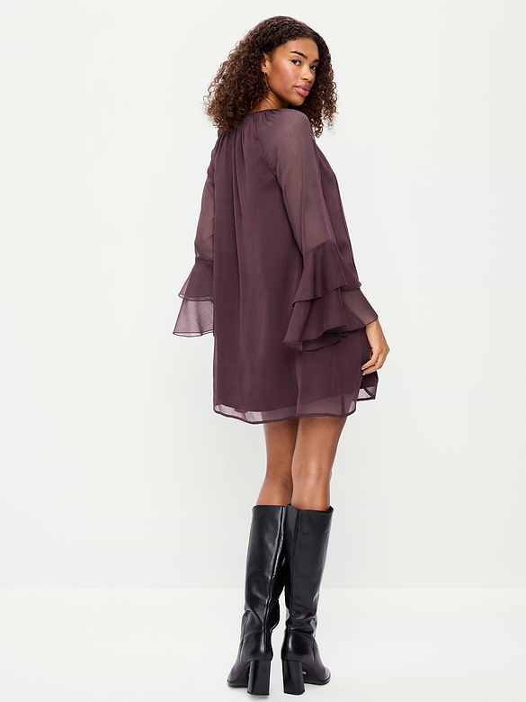 Bell-Sleeve Boho Mini Dress