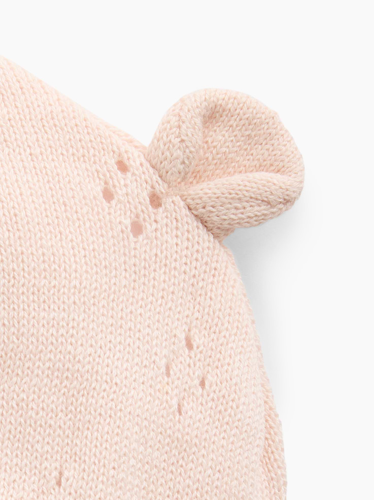 Image 2 de 2, Bonnet d’ourson en tricot pointelle pour Bébé
