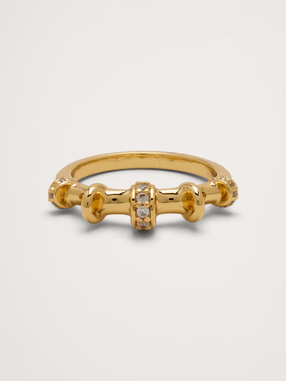 Bague bambou à pierres surélevées