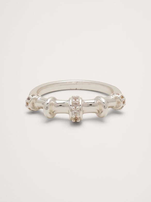 Bague bambou à pierres surélevées