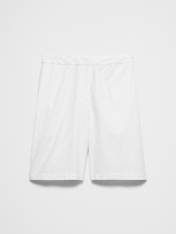High-Rise Linen-Blend Bermuda Short