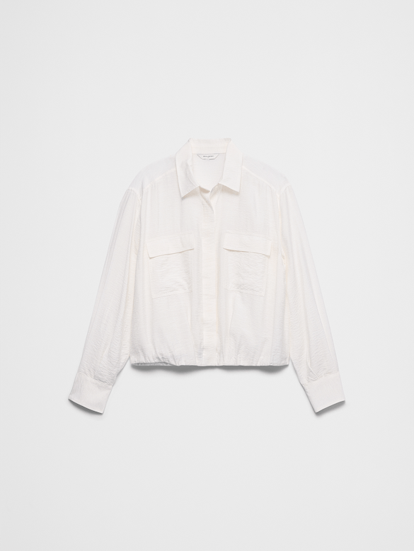 Blouson-Hem Pocket Cropped Shirt