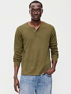 Image number 1 showing, Long-Sleeve Waffle Henley T-Shirt