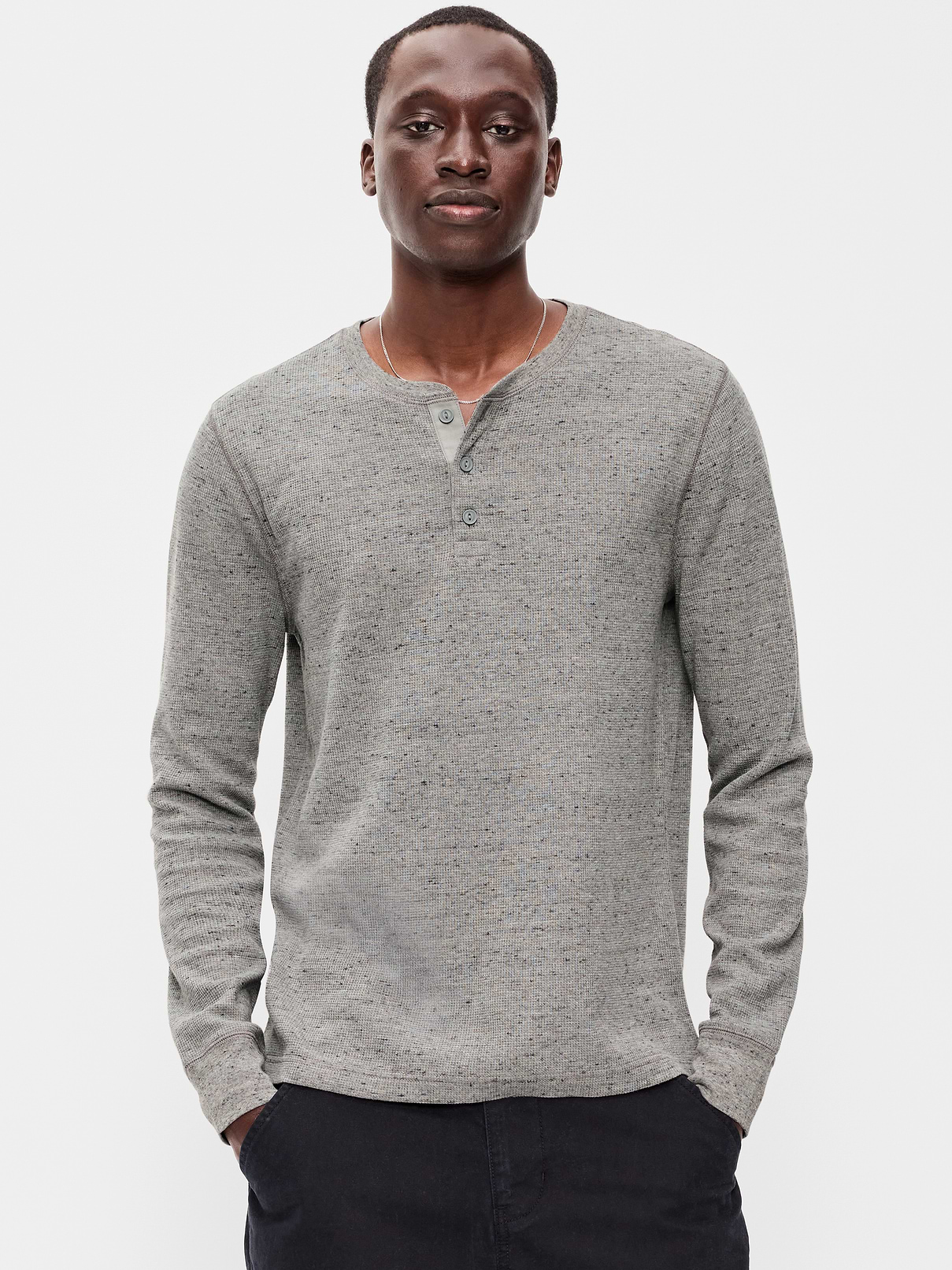 Image number 1 showing, Long-Sleeve Waffle Henley T-Shirt